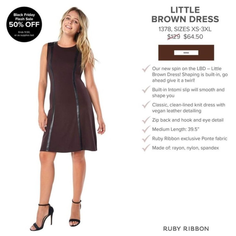Ruby Ribbon Little Brown Dress #1378